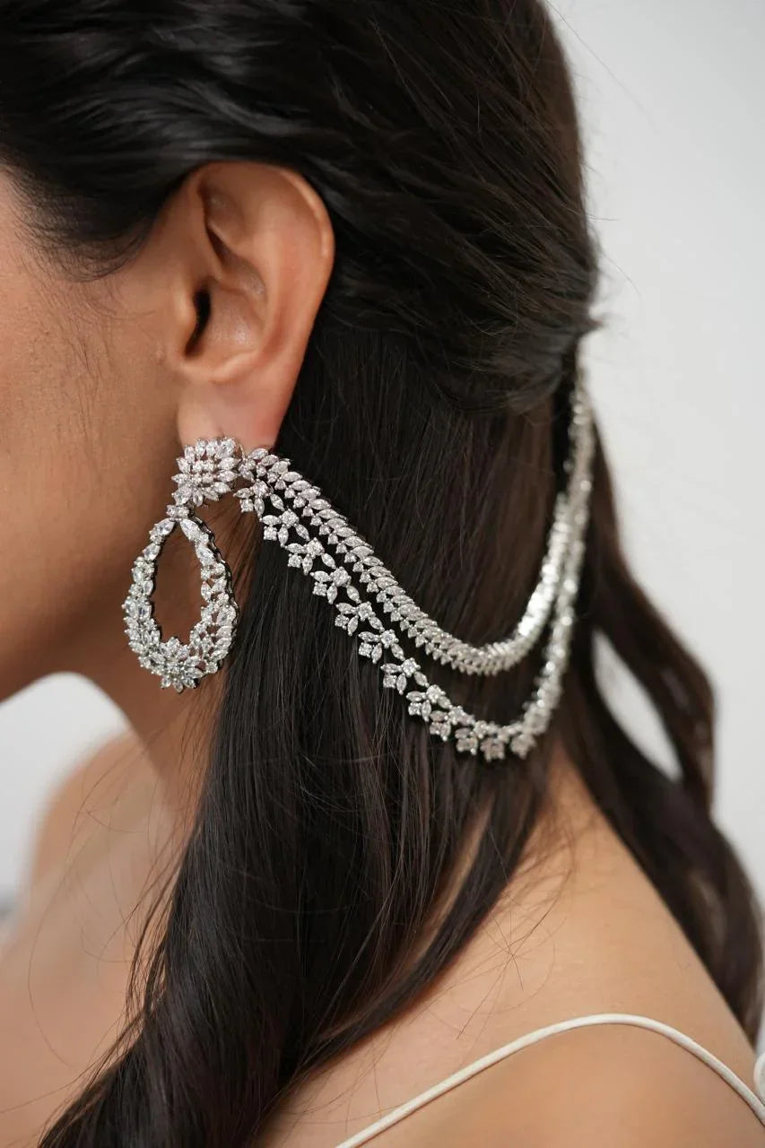 Elegant Women’s 2-Layered Diamond Hair Chain Stylish and Chic Hair Accessory