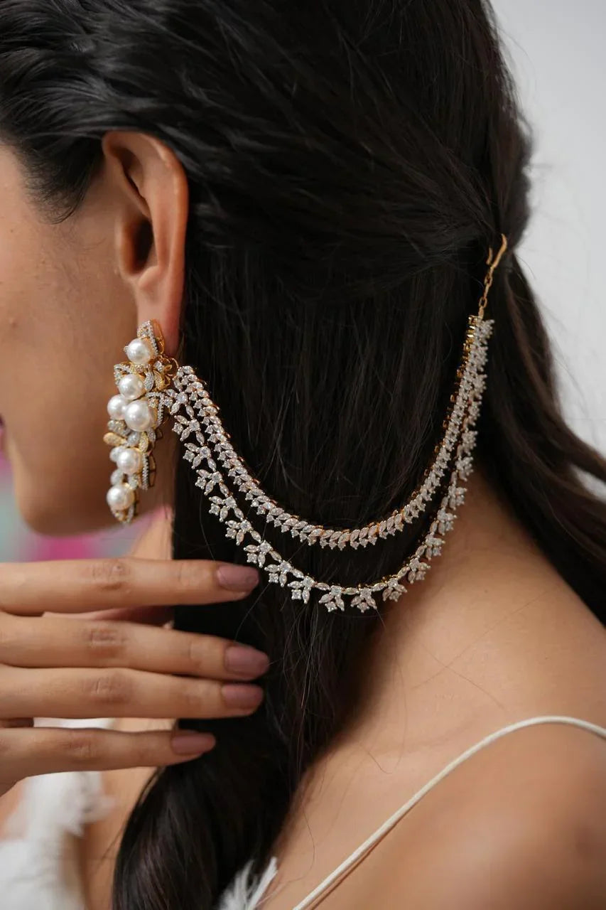 Elegant Women’s 2-Layered Diamond Hair Chain Stylish and Chic Hair Accessory