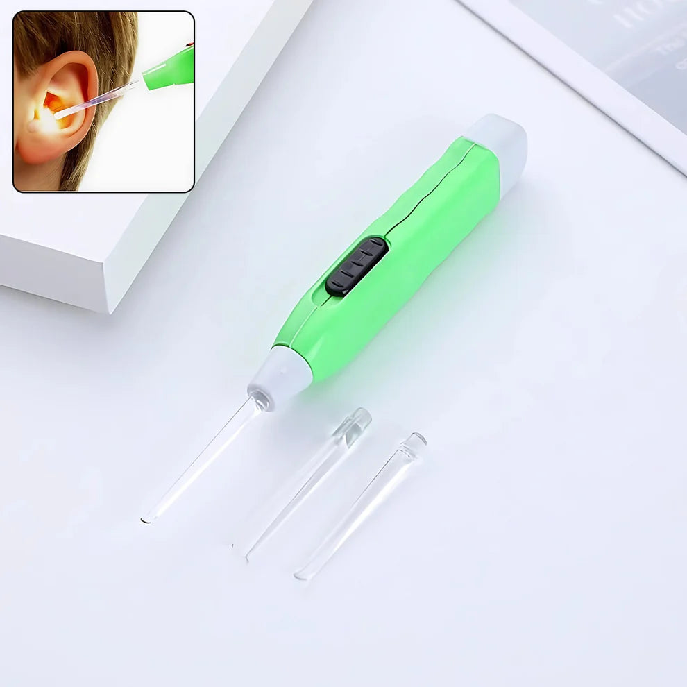 Green LED Ear Wax Removal Tool with Tweezer for Easy and Safe Cleaning
