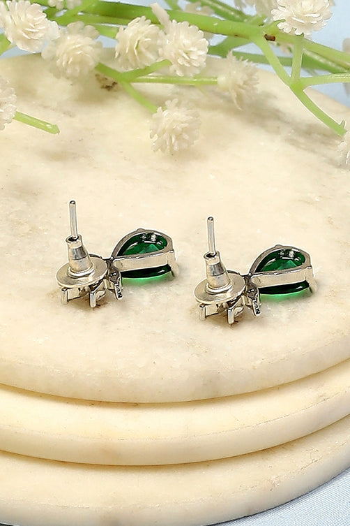 Elegant Green Brass Stud Earrings with Classic Design Versatile and Chic