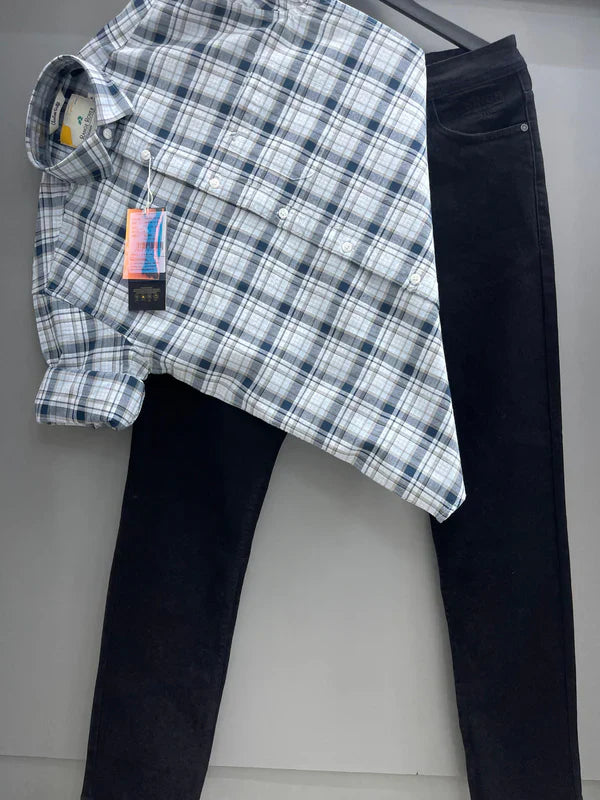 Trendy Checked Shirt with Denim Jeans for Everyday Wear