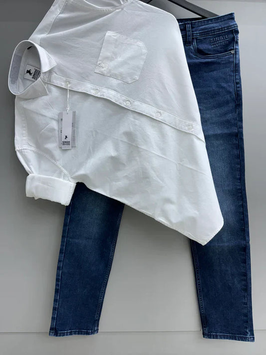 Oxford Cotton Shirt with Denim Jeans Combo Comfortable and Stylish Clothing for Men