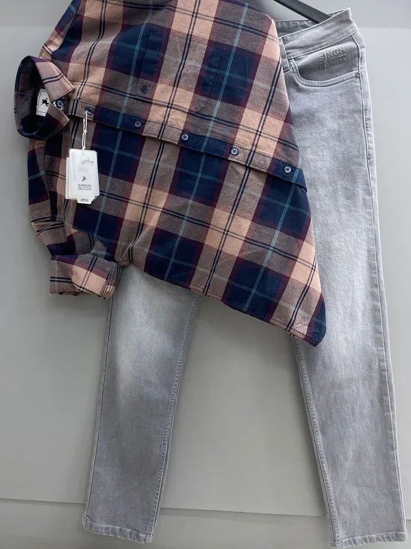 Modern Men’s Oxford Shirt and Denim Jeans Ensemble