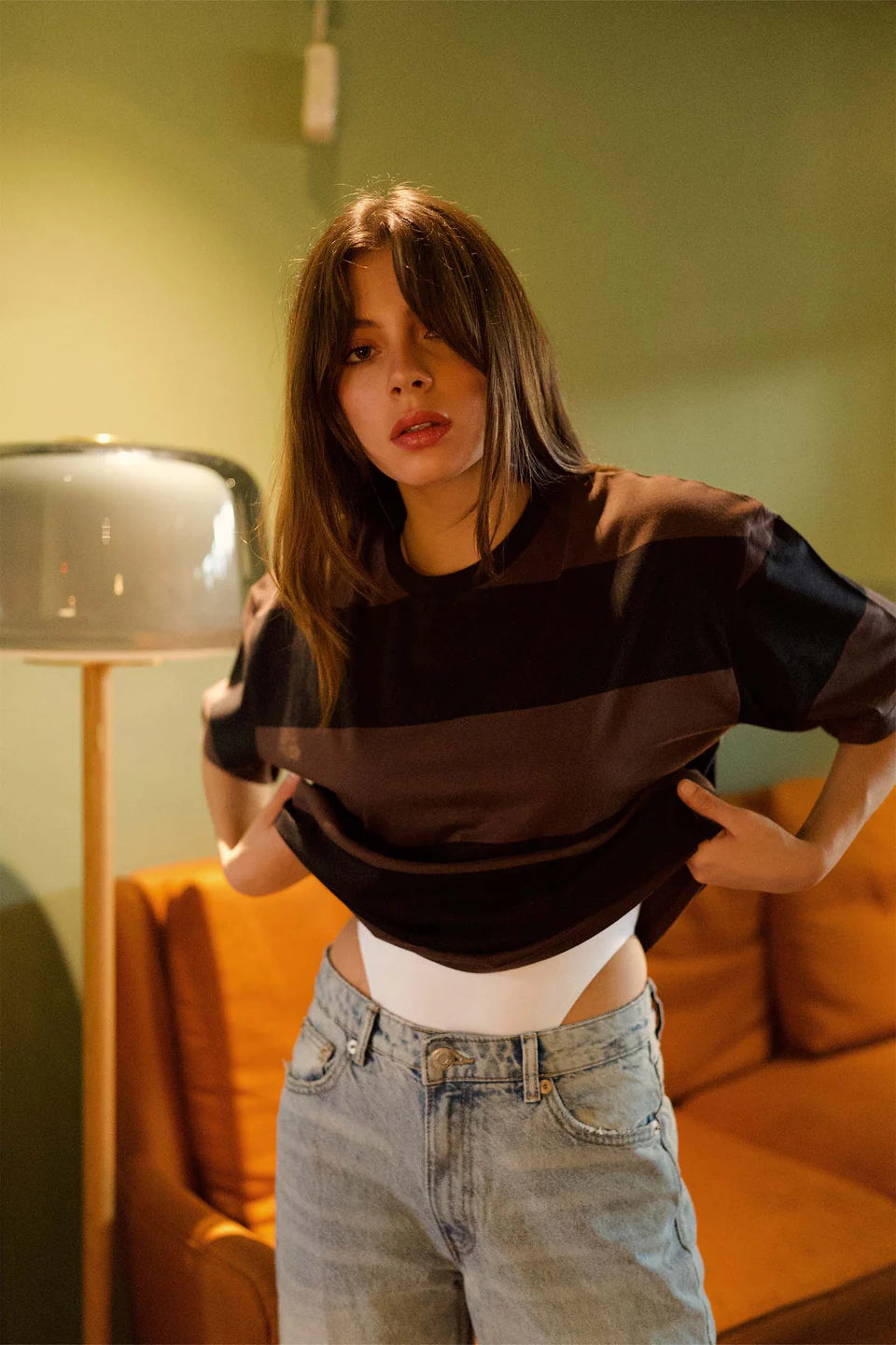 Casual Women’s Heavyweight Oversized T-shirt with Classic Coco Stripes