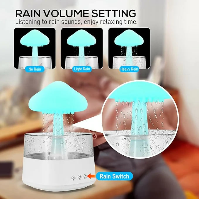 Mushroom Humidifier with Bluetooth Speaker 3 in 1 Night Light Aromatherapy Diffuser Anti Spill Design for Bedroom Office Home