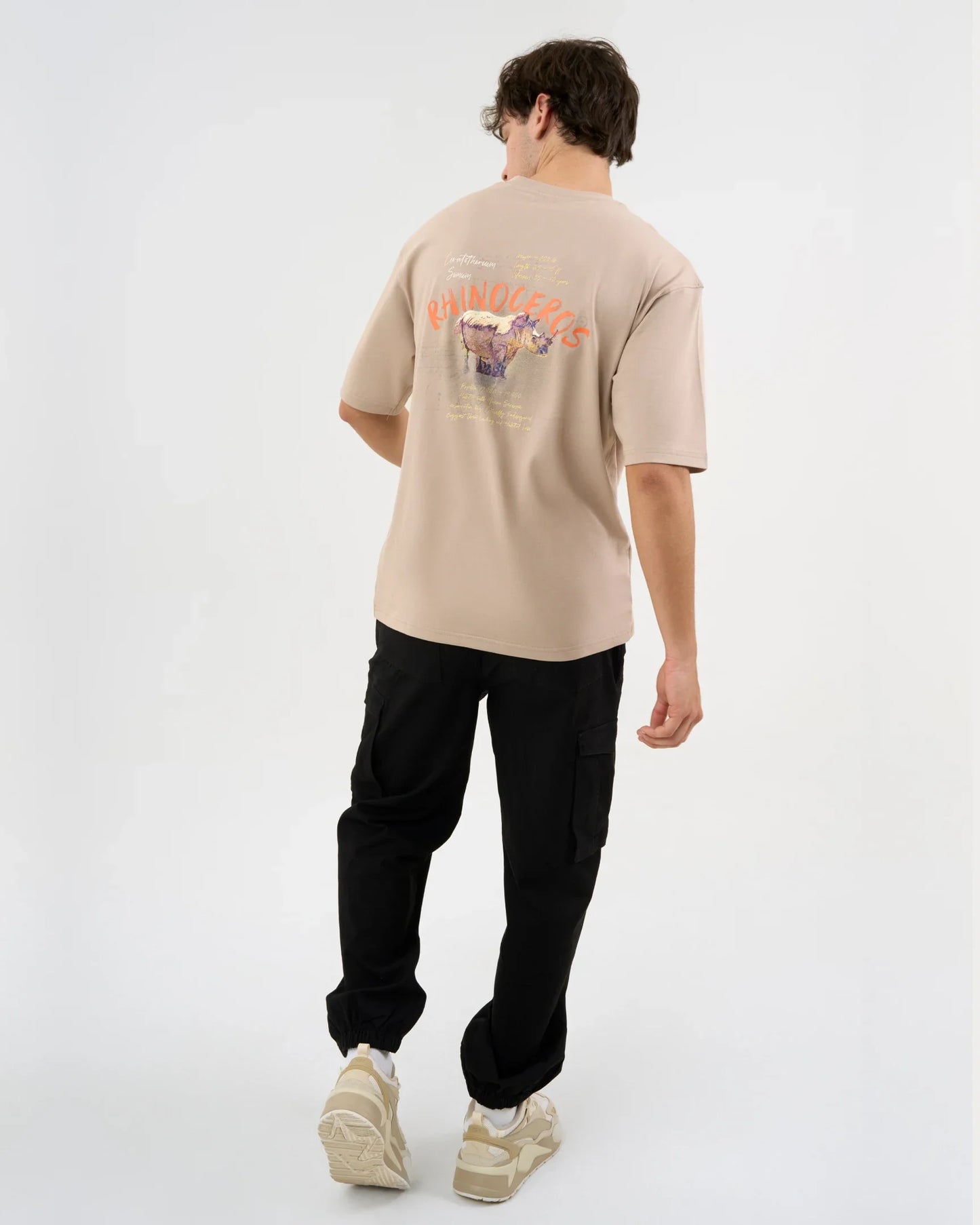 Casual Oversized T-Shirt for Men Rhino Graphic Everyday Wear