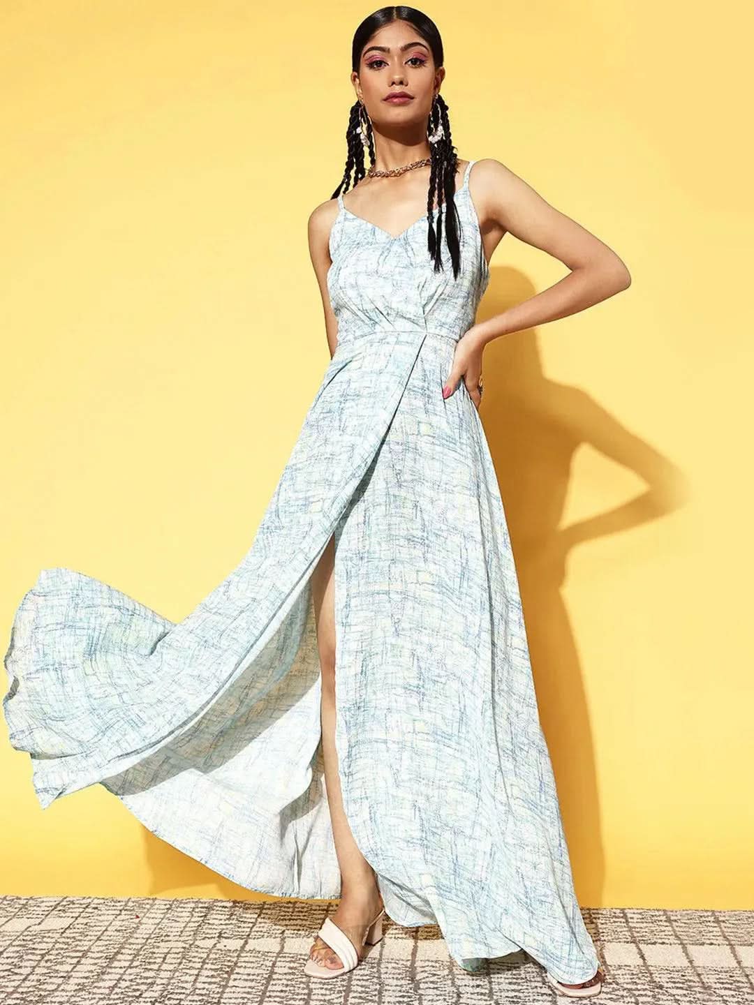 Casual Off White Georgette Dress with Subtle Prints and Comfortable Fit