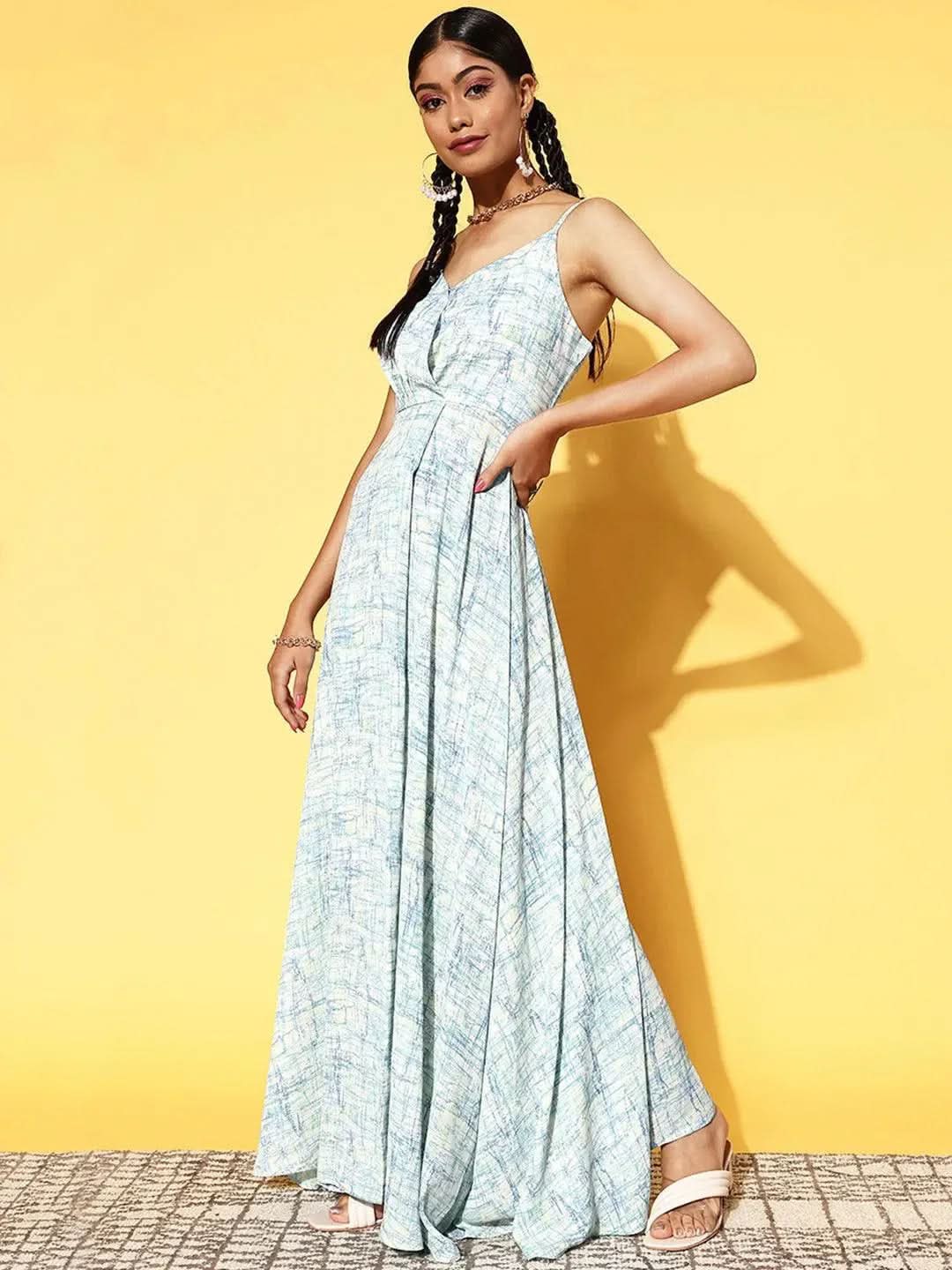 Casual Off White Georgette Dress with Subtle Prints and Comfortable Fit