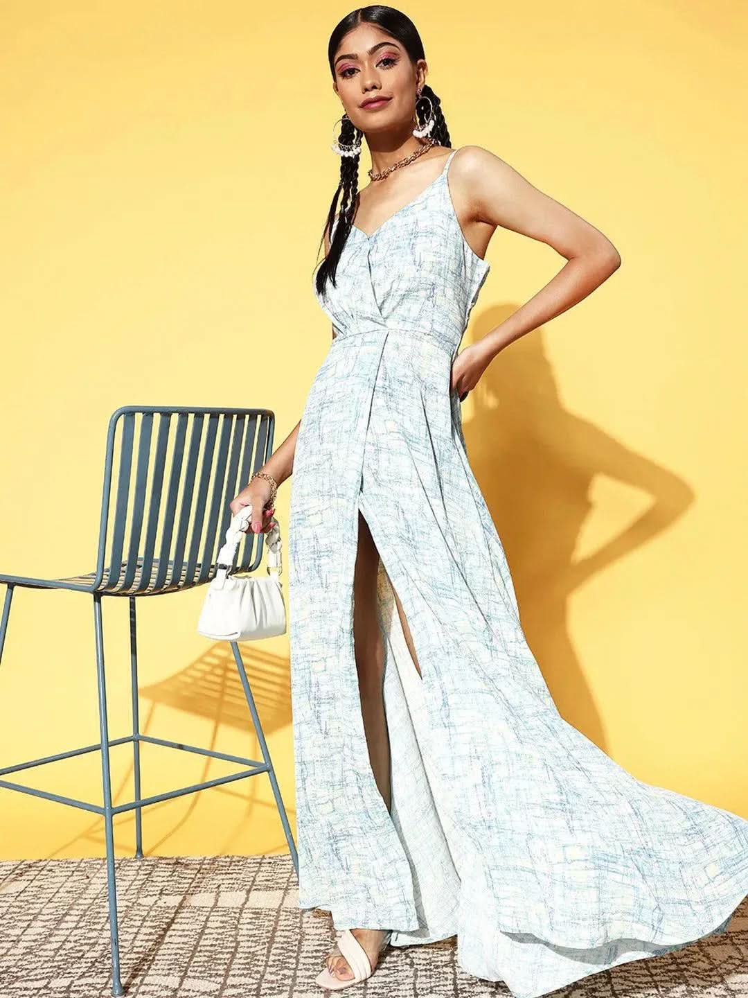 Casual Off White Georgette Dress with Subtle Prints and Comfortable Fit