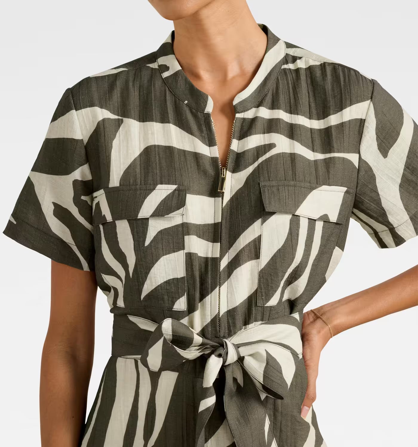 Stylish Petite Mini Dress with Zipper Detailing and Contemporary Look