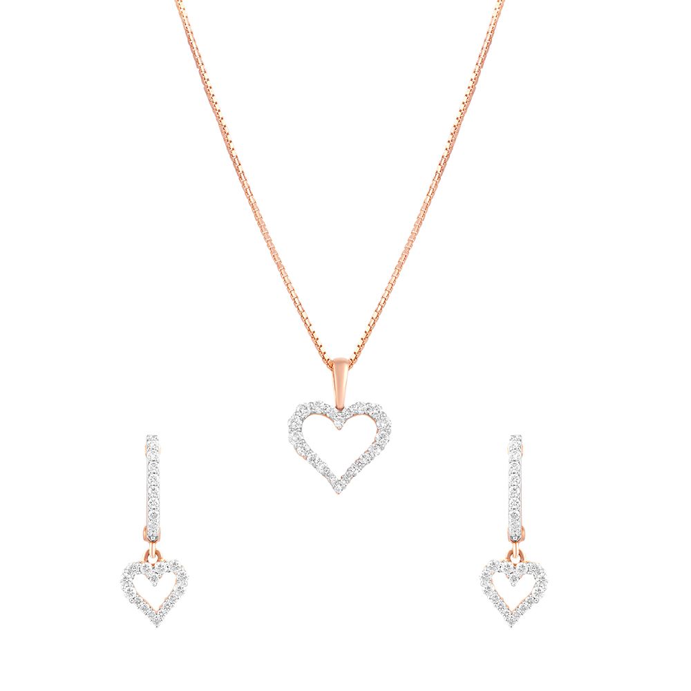 Stunning Heart Diamond Jewellery Set with Pendant and Earrings