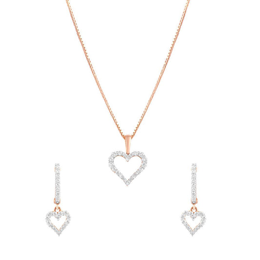 Stunning Heart Diamond Jewellery Set with Pendant and Earrings