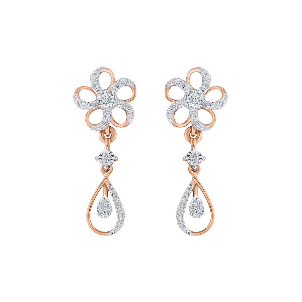 Statement Floral Diamond Studded Necklace and Matching Earrings