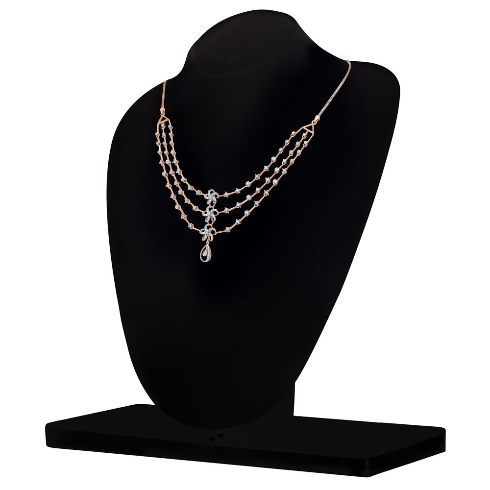 Statement Floral Diamond Studded Necklace and Matching Earrings